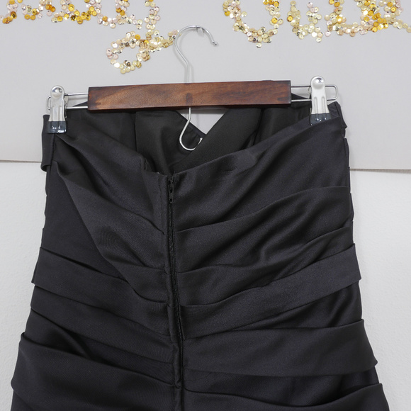 Alfred Angelo Strapless Gathered Black Satin Dress - Picture 6 of 8